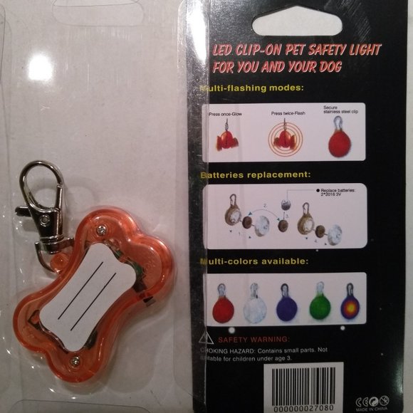 LED Safety Light Name Tag Bone Shaped Pendant Dog - Picture 13 of 13